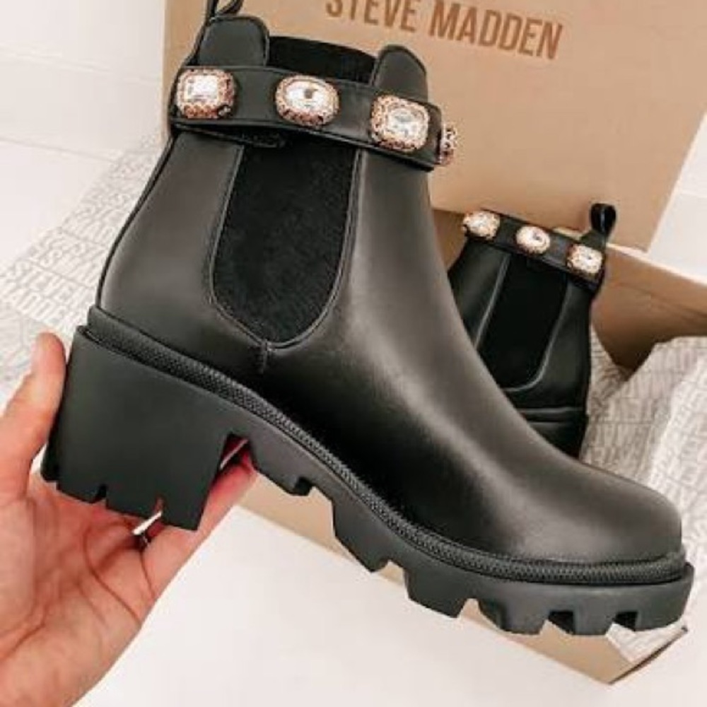 Steve Madden Women's Black Ankle Booties | Bold & Trendy | NEW